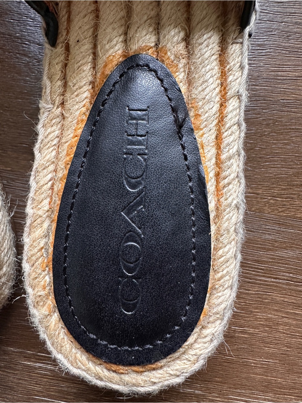 Coach Claudia Black Leather Slide Espadrille Open Toe Sandals Size 7.5 - Picture 6 of 9